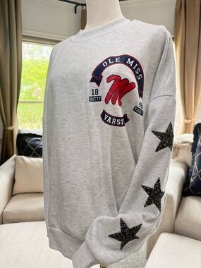 Ole Miss Gray Varsity Star Sleeve Sweatshirt